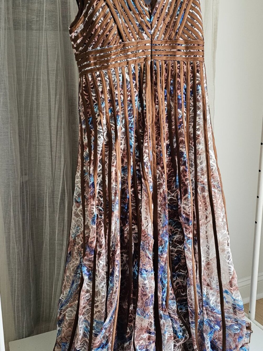 Women's Sleeveless Maxi Lace Wedding Dress Brown Size 2XL NEW - Picture 2 of 3